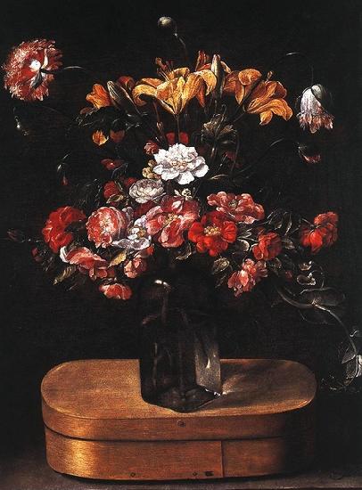 Jacques Linard Bouquet on Wooden Box